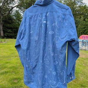 One of a Kind! Hand Decorated Button Up